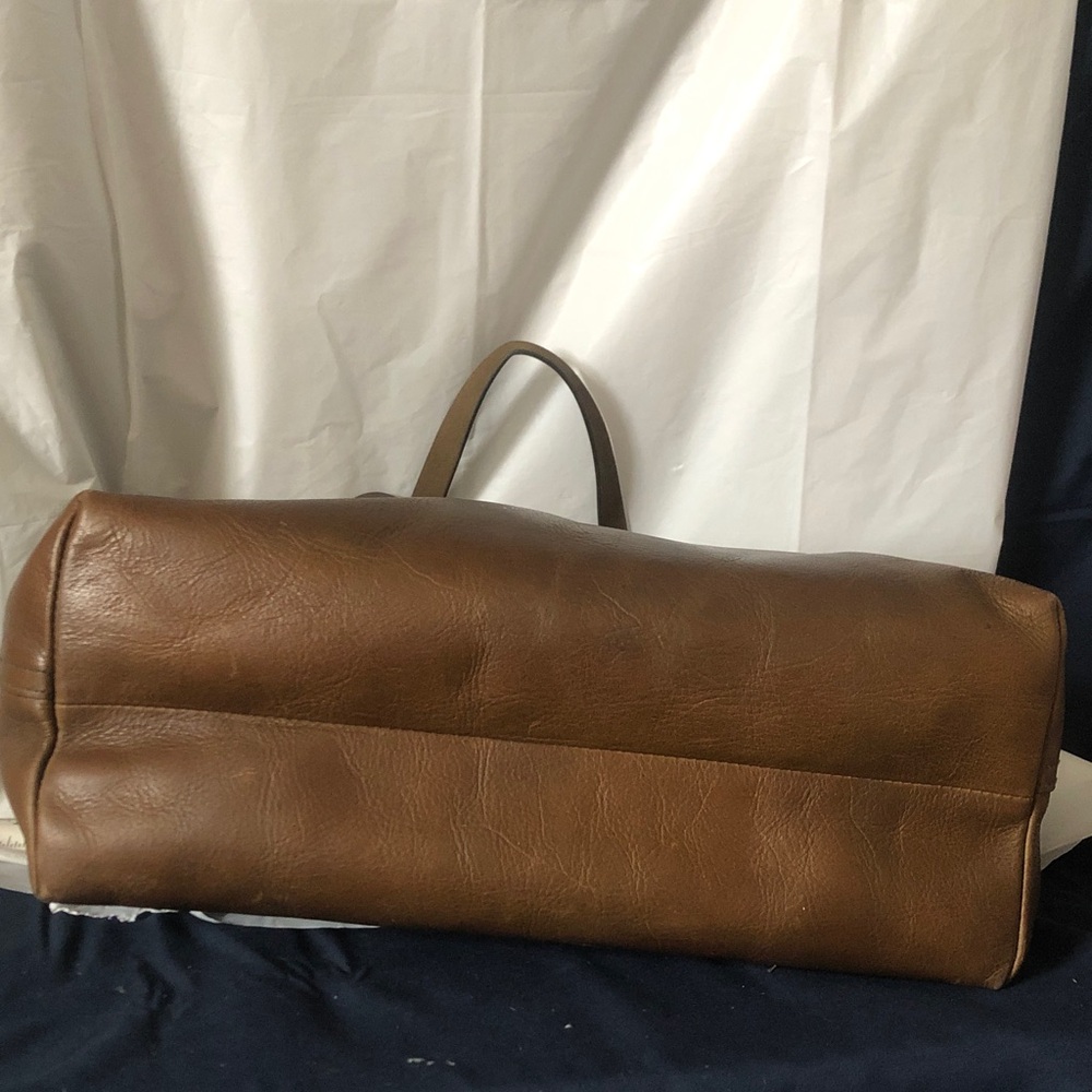 Madewell brown leather tote inner side zip pocket 14” x 14” x 6” NWTags - Picture 5 of 9